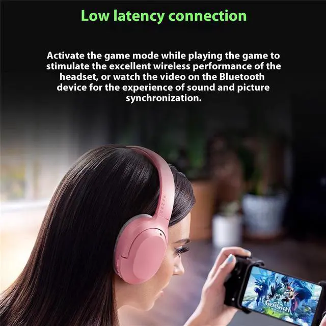 Alt view image 7 of 7 - AULA Silent Star Shark X  wireless Gaming Headset, ANC active noise cancellation, Bluetooth 5.0 wireless connectivity, USB-C charging portpink