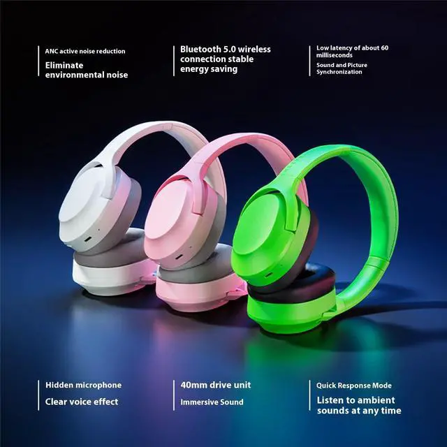 Alt view image 3 of 7 - AULA Silent Star Shark X  wireless Gaming Headset, ANC active noise cancellation, Bluetooth 5.0 wireless connectivity, USB-C charging portpink