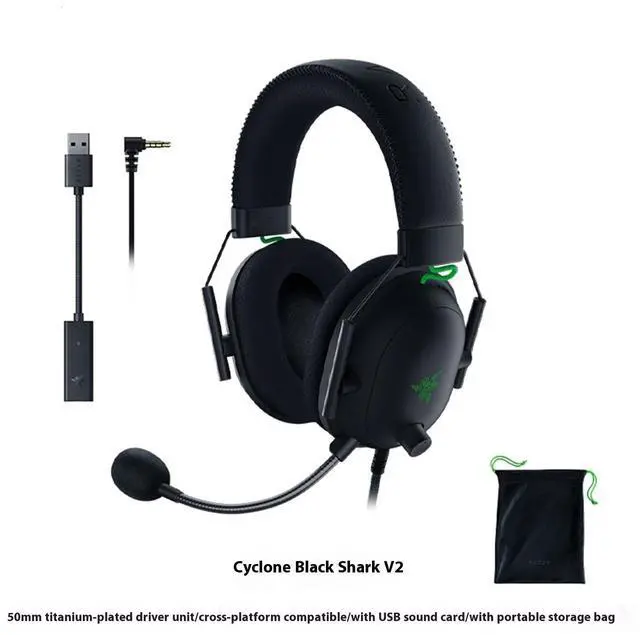 Alt view image 2 of 7 - AULA Cyclone Black SharkV2 Wireless Gaming Headset, with its open shell design and breathable fabric,passive noise reduction, weighs only 240gblack