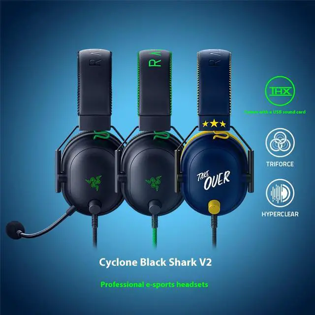 Alt view image 4 of 7 - AULA Cyclone Black SharkV2 Wireless Gaming Headset, with its open shell design and breathable fabric,passive noise reduction, weighs only 240gblack