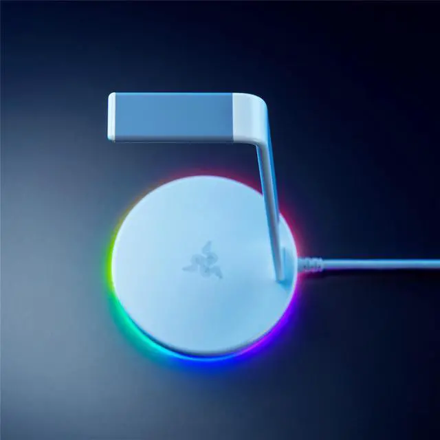 Alt view image 6 of 7 - AULA Phantom Dock V2 Headset Stand Holder, Chroma RGB Lighting - Taller Stand & Anti-slip Ledge - USB Charging Ports - Anti-Slip Rubber Base - 3.5mm Port + Built-in DAC - Quartz Pink