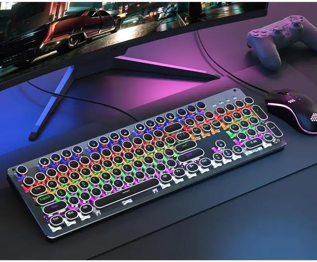 Alt view image 6 of 6 - AULA Punk Mechanical Keyboard & mouse & mousepad 3-piece set , for Mac/PC/ PS5 /PS4 /Xbox /One Gamer,1.6m USB Leather Cable,Monochrome Mixed Color,104 Keys,Black