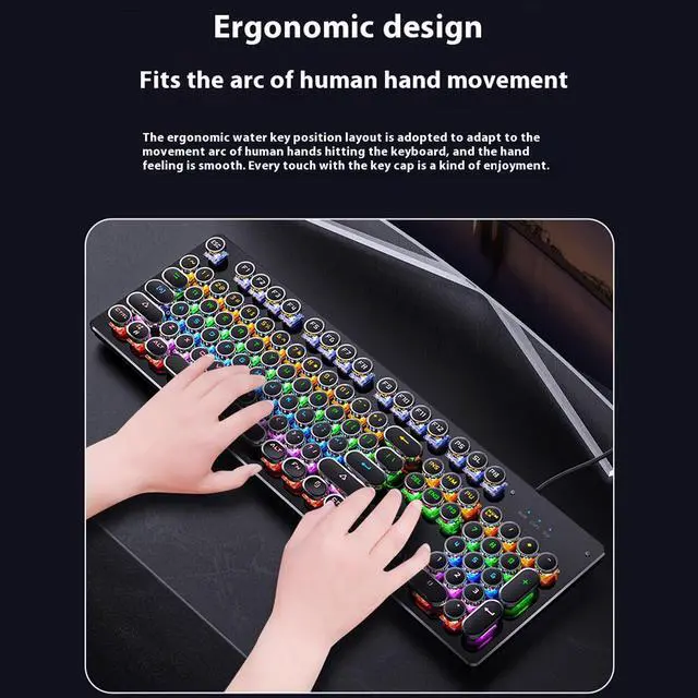 Alt view image 3 of 6 - AULA Punk Mechanical Keyboard & mouse & mousepad 3-piece set , for Mac/PC/ PS5 /PS4 /Xbox /One Gamer,1.6m USB Leather Cable,Monochrome Mixed Color,104 Keys,Black