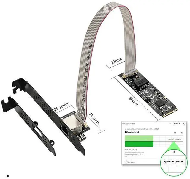 Alt view image 7 of 7 - locrest M.2 to 5G Network Card Renesas RTL8126 Chip, Bus Type PCI Express.Chipset ID RTL8126, Black