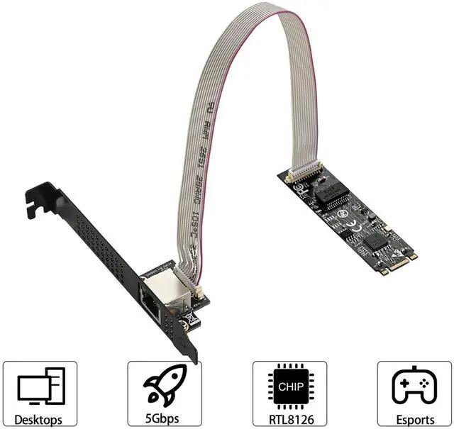 Main image of locrest M.2 to 5G Network Card Renesas RTL8126 Chip, Bus Type PCI Express.Chipset ID RTL8126, Black