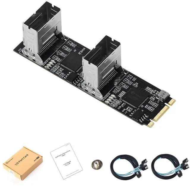 Alt view image 5 of 7 - locrest M.2 to 8-Port SATA3 6G Expansion Card B+M Key PCIe 3.0 Interface SSD Solid State Drive, Black
