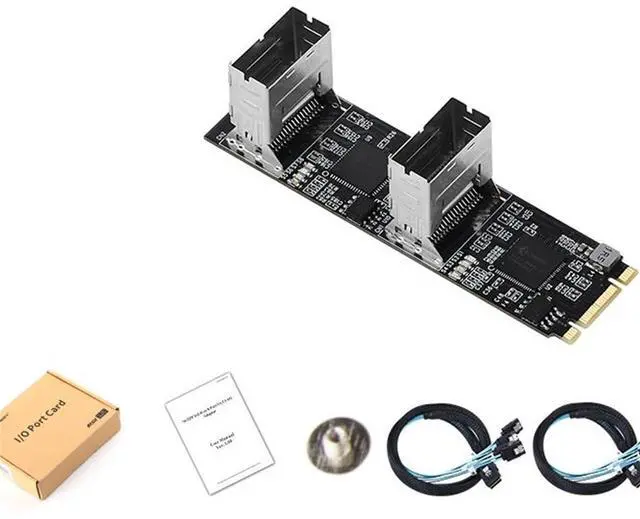 Alt view image 7 of 7 - locrest M.2 to 8-Port SATA3 6G Expansion Card B+M Key PCIe 3.0 Interface SSD Solid State Drive, Black