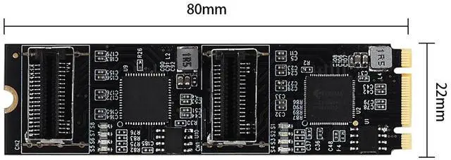 Alt view image 4 of 7 - locrest M.2 to 8-Port SATA3 6G Expansion Card B+M Key PCIe 3.0 Interface SSD Solid State Drive, Black