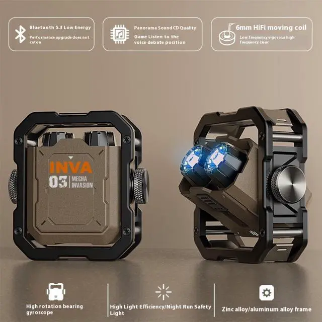 Alt view image 4 of 7 - FANTECH Mecha Invasion "Jetpack" Wireless Earbuds | Bluetooth 5.3 Gaming Earphones with RGB LED Effects, Finger Spinner Mechanism, ENC Noise Cancellation |Design for Sports/Gaming, Coffee