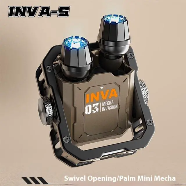 Alt view image 3 of 7 - FANTECH Mecha Invasion "Jetpack" Wireless Earbuds | Bluetooth 5.3 Gaming Earphones with RGB LED Effects, Finger Spinner Mechanism, ENC Noise Cancellation |Design for Sports/Gaming, Coffee