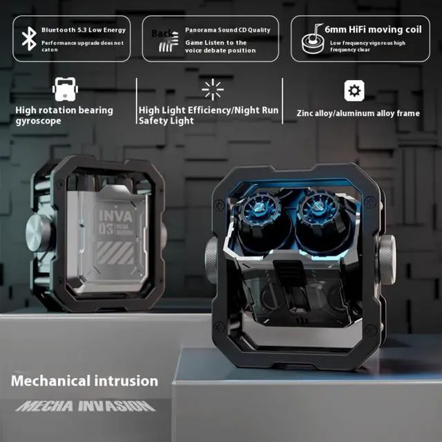 Alt view image 6 of 7 - FANTECH Mecha Invasion "Jetpack" Wireless Earbuds | Bluetooth 5.3 Gaming Earphones with RGB LED Effects, Finger Spinner Mechanism, ENC Noise Cancellation |Design for Sports/Gaming, Silver
