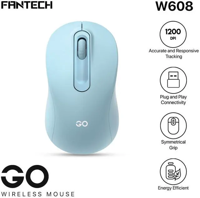Alt view image 2 of 2 - FANTECH GO W608 Blue Gaming Mouse -1200DPl AdjustableResponsive Tracking, Plug and Play Connectivity, Symmetrical Grip,Energy Efficient,Ergonomic Design for PC/Computer(Blue)
