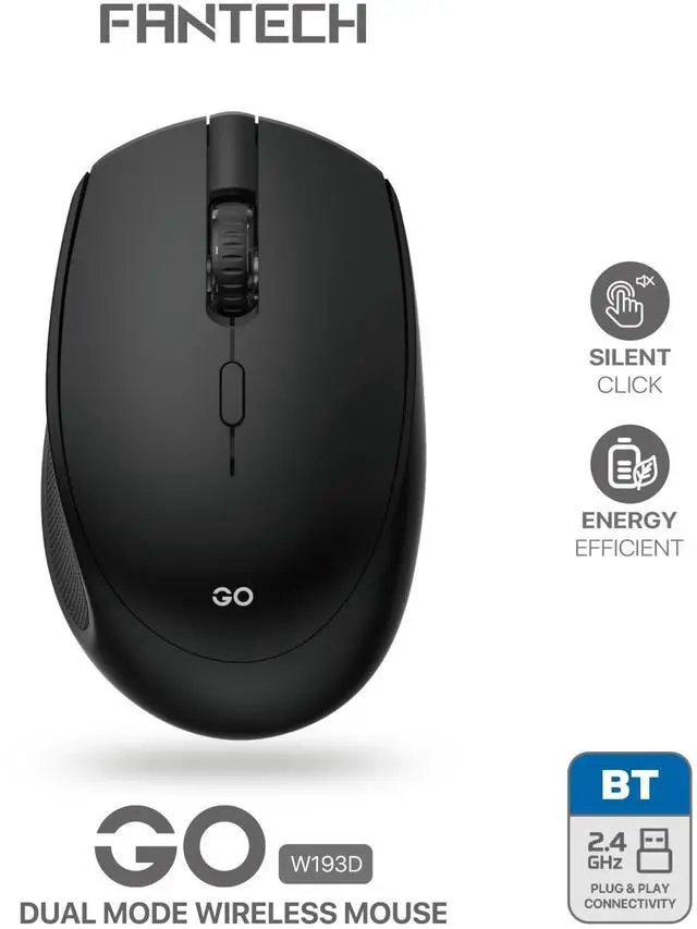Alt view image 4 of 5 - FANTECH GOW193D Black Gaming Mouse -Slient Click,Energy Efficient,Plug & Play Connectivity,1600DPI Adjustable,57g,5 Buttons,Ergonomic Design for PC/Computer(Black)