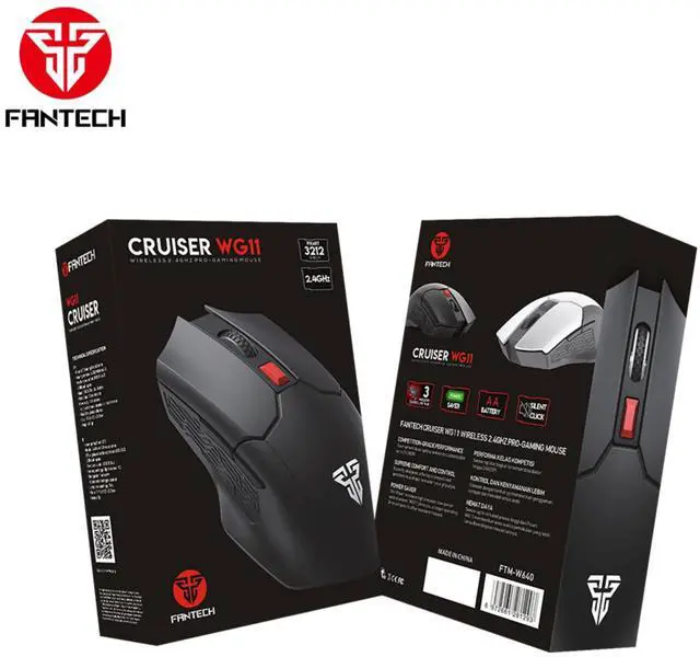 Alt view image 4 of 4 - FANTECH RAIGOR II WG10 Black Gaming Mouse - 2400DPI, 2.4GHz, 2400DPI, Silent Clicks, PixArt 3212 Sensor, 6 Buttons,Huano 3M Switches,Ergonomic Design for PC/Computer(Black)