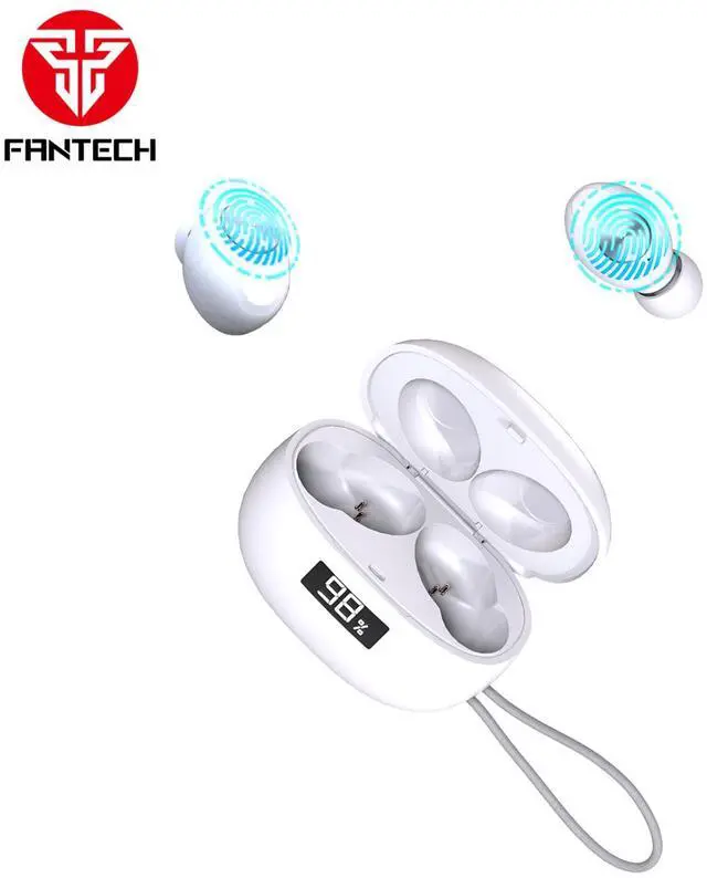 Alt view image 3 of 7 - FANTECH WAVE 14 TW14 Wite,Custom Tuned Driver,Touch Control,Digital Display,Stable Connectivity With BT 5.3,Ultra Low Power Consumption,Intimately Fits The Ear Canal,White