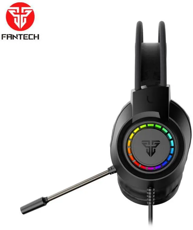 Alt view image 2 of 3 - FANTECH PORTAL HQ55 Gaming Headset,RGB Lighting Effect,Easy Volume Control,Durable Braided Headband,Clear&Comfortable Sound,Dual 3.5mm TRS Jack&USB,Black