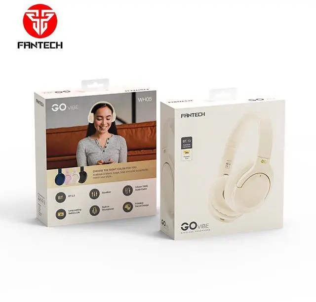 Alt view image 6 of 6 - FANTECH TAMAGO II WHG04 Multi-Platform Wireless Headset,22 Hours Playback Time,TRI-Mode Connectivity,Lightweight&Durable,Breacthable Ear Cushion,Multi-Device Connection,BT/3.5mm TRS,White