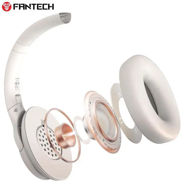 Alt view image 2 of 7 - FANTECH GO VIBE WH05A Black ANC Wireless Headset,35Hours Playback Time,Active Noise Cancelling,Dual-Mode Connection,Lightweight Design,Multi-Device Connection,BT/3.5mm TRS ,White