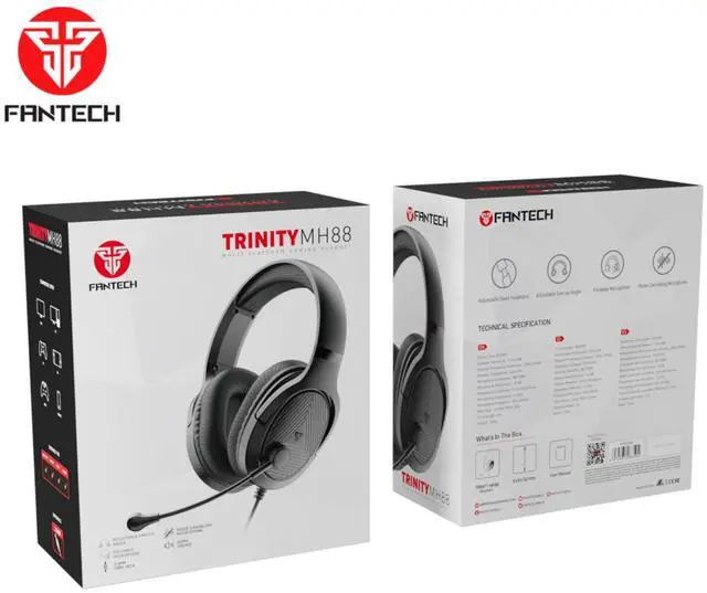 Alt view image 5 of 5 - FANTECH TRINITY MH88 Black Multi Platform Gaming Headset,Adjustable Earcup Angle,Noise Caneling Microphone,Adjustable Steel Headband,Foldable Microphone,3.5mm TRRS Jack,Black