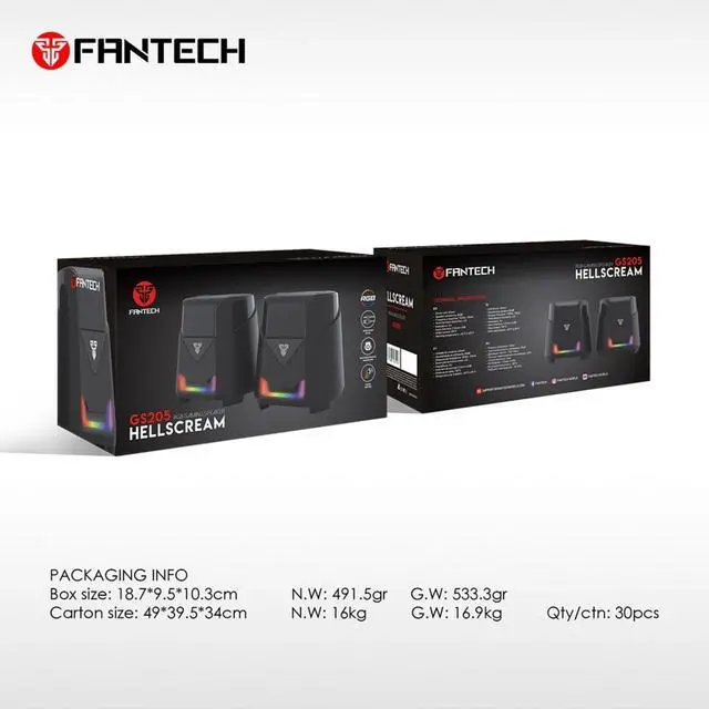 Alt view image 3 of 7 - FANTECH HELLSCREAM GS205 Wired RGB Gaming Speaker,Bass Responance Memerane,45MM Driver,360 Surround,USB+3.5mm Plug, Black