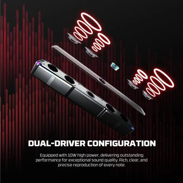 Alt view image 5 of 7 - FANTECH BEAT BAR GS305 Dual Mode Gaming Speaker, Tuned Driver, 3W*2 Speakers, Deep Bass Boost, Dual Mode BT/3.5MM TRS, Black