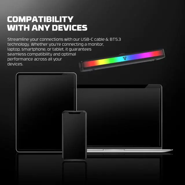 Alt view image 6 of 7 - FANTECH GROOVE BAR PRO BS151 Portable Gaming Speaker, Tuned Driver, 5W*2 Speakers, Built-In Microphone, Dual Mode Bt/USB C, Black