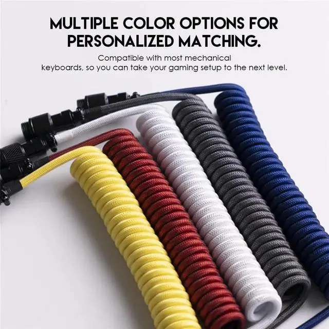 Alt view image 4 of 7 - FANTECH AC701 Coiled Cable,USB-C and USB-A 2.0 Plug Type,  4-Pin GX12 Aviator Detachable Connector Type, Double-sleeved braided Cable, Yellow