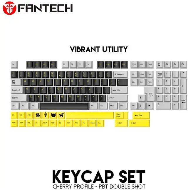 Alt view image 4 of 7 - FANTECH Keycap Set Cherry Profile-Pet Double Shot,Dual-Shot Pbt Keycaps,Vibrant Utility
