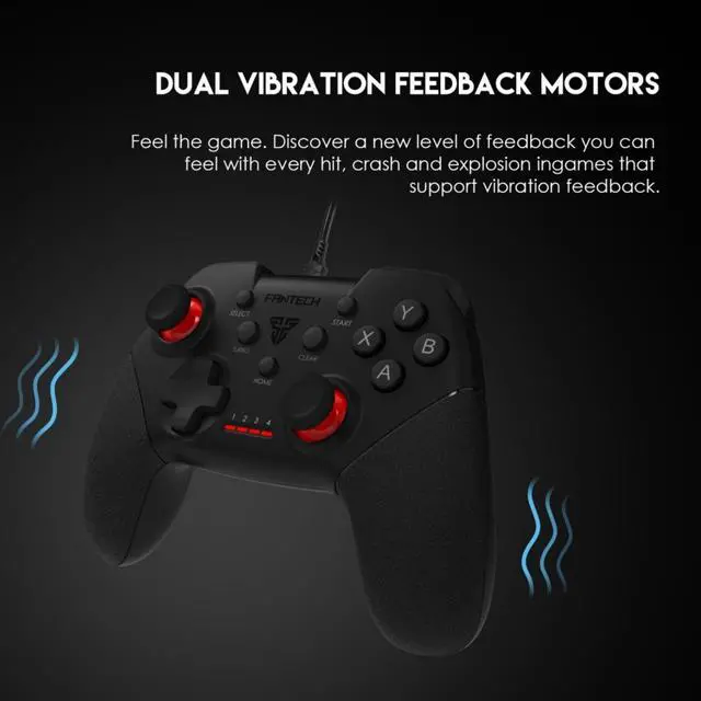 Alt view image 10 of 11 - Fantech GP13 Shooter II Gaming Controller for PC and PS3 with Turbo Mode,Ergonomic 2.4GHZ,Black