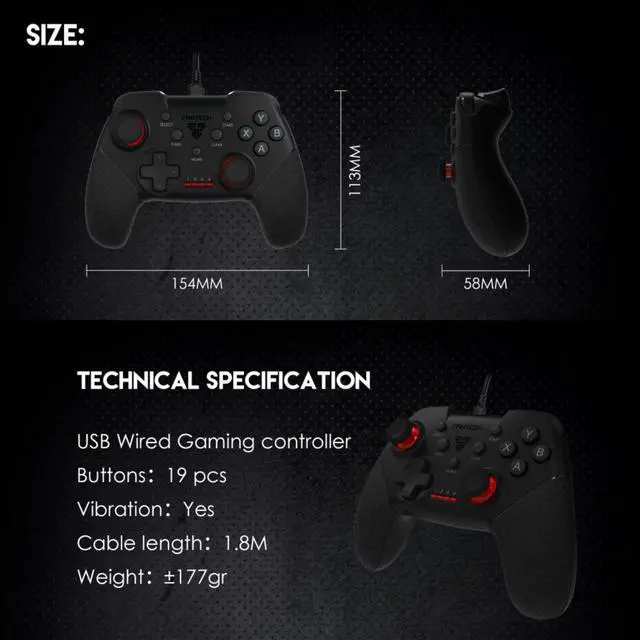 Alt view image 11 of 11 - Fantech GP13 Shooter II Gaming Controller for PC and PS3 with Turbo Mode,Ergonomic 2.4GHZ,Black