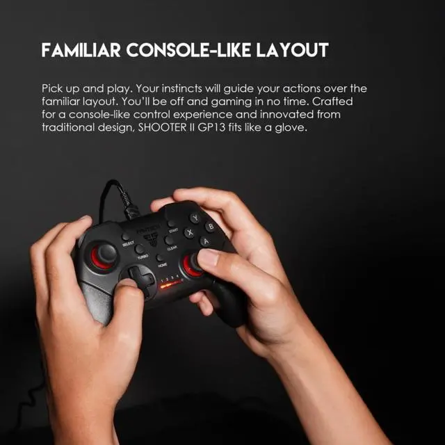 Alt view image 9 of 11 - Fantech GP13 Shooter II Gaming Controller for PC and PS3 with Turbo Mode,Ergonomic 2.4GHZ,Black