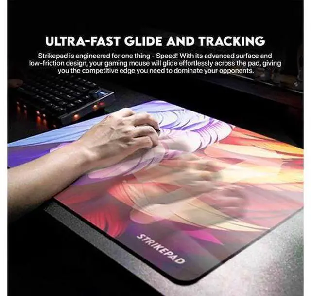 Alt view image 6 of 7 - Fantech STRIKEPAD MST491,Holographic Design, Herringbone Rubber Base, Liquid Resistant Surface (49cm × 42cm), Blue
