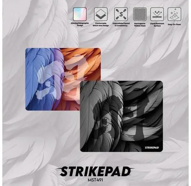 Alt view image 2 of 7 - Fantech STRIKEPAD MST491,Holographic Design, Herringbone Rubber Base, Liquid Resistant Surface (49cm × 42cm), Black