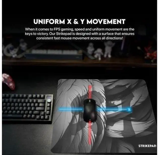 Alt view image 7 of 7 - Fantech STRIKEPAD MST491,Holographic Design, Herringbone Rubber Base, Liquid Resistant Surface (49cm × 42cm), Black