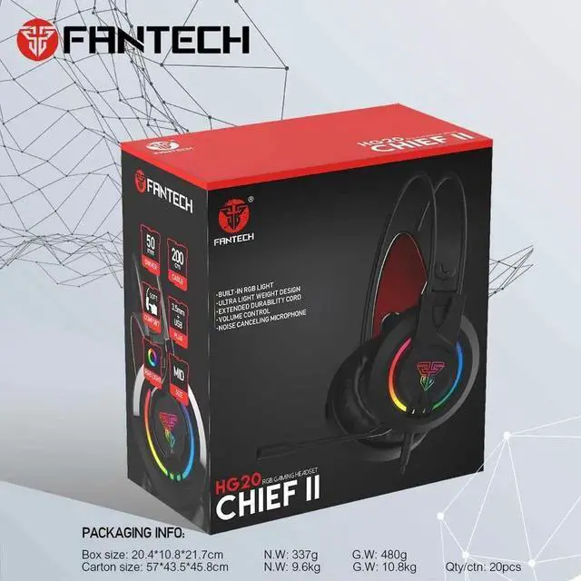Alt view image 5 of 7 - FANTECH CHIEF II HG20 Gaming Headset with noise cancellation Headphone, SUSPENSION HEADBAND, USB+3.5mm Plug Type, Black