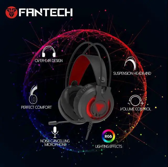 Alt view image 4 of 7 - FANTECH CHIEF II HG20 Gaming Headset with noise cancellation Headphone, SUSPENSION HEADBAND, USB+3.5mm Plug Type, Black