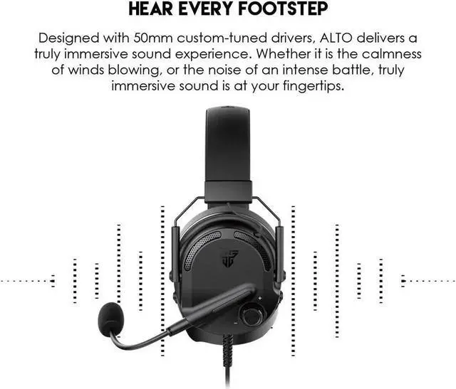 Alt view image 5 of 7 - FANTECH ALTO MH91 Multi-platform Gaming Headset, with Detachable Microphone Headphone, with 3.5mm Plug 50mm Drivers, Black
