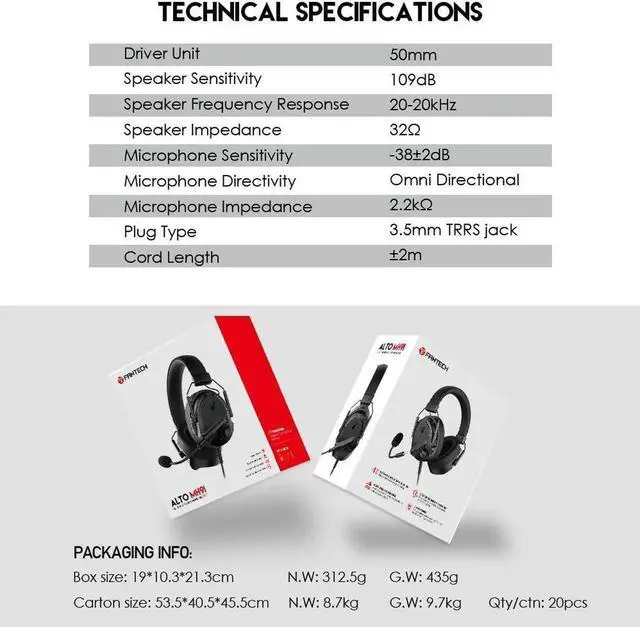 Alt view image 7 of 7 - FANTECH ALTO MH91 Multi-platform Gaming Headset, with Detachable Microphone Headphone, with 3.5mm Plug 50mm Drivers, Black