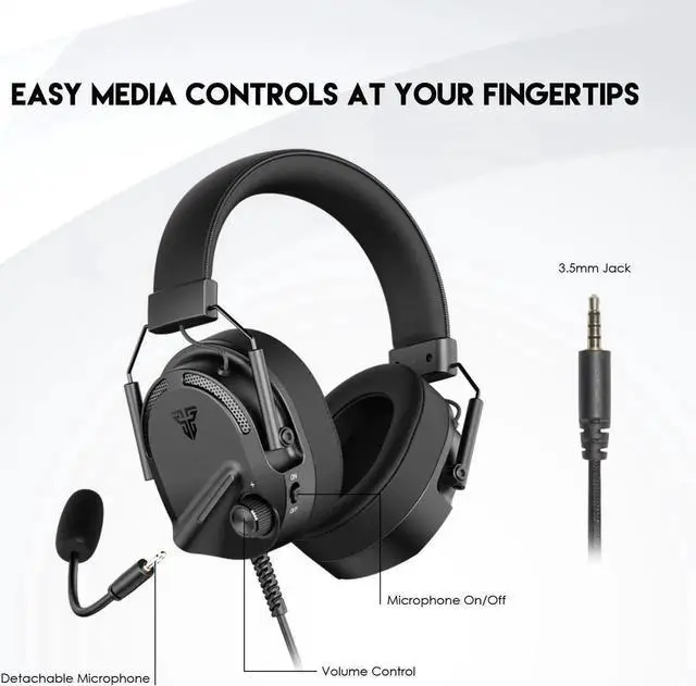 Alt view image 4 of 7 - FANTECH ALTO MH91 Multi-platform Gaming Headset, with Detachable Microphone Headphone, with 3.5mm Plug 50mm Drivers, Black
