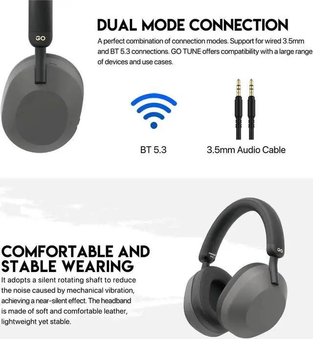 Alt view image 5 of 6 - FANTECH WH06 Go Tune Wired & Wireless Headphones, With Easy Control Buttons & Long Lasting Battery, Beige