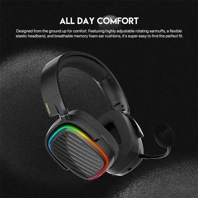 Alt view image 5 of 7 - FANTECH HARMONY WHG02 wireless bluetooth headphones, with tri mode connection, 4OMM DRVERS FOR CEAR AUDO, Black