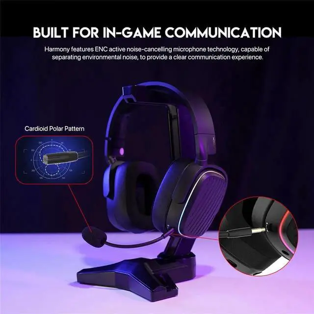 Alt view image 7 of 7 - FANTECH HARMONY WHG02 wireless bluetooth headphones, with tri mode connection, 4OMM DRVERS FOR CEAR AUDO, Black