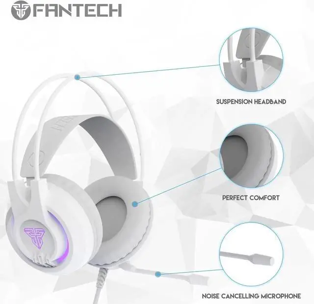 Alt view image 3 of 7 - FANTECH CHIEF II HG20 Gaming Headset with noise cancellation Headphone, suspension headband, USB+3.5mm Plug Type, White