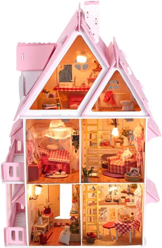 DIY Large Wooden Kids Doll House Barbie Kit Play Dollhouse Mansion  Furniture