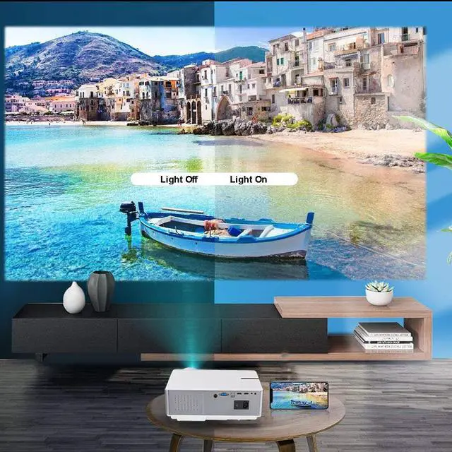 Alt view image 3 of 7 - FLZEN 6000 Lumens 1080 Native Projector, 1920x 1080 Native Resolution 4K Supported, 300” Max Image Size, with HDMI USB VGA AV Inputs, Compatible with TV Sticks PC Xbox Playstation USB Drive