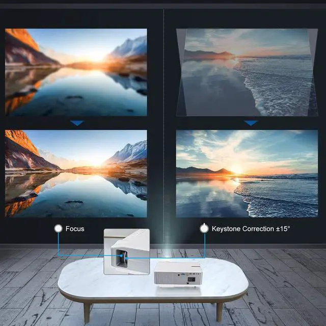 Alt view image 6 of 7 - FLZEN 6000 Lumens 1080 Native Projector, 1920x 1080 Native Resolution 4K Supported, 300” Max Image Size, with HDMI USB VGA AV Inputs, Compatible with TV Sticks PC Xbox Playstation USB Drive