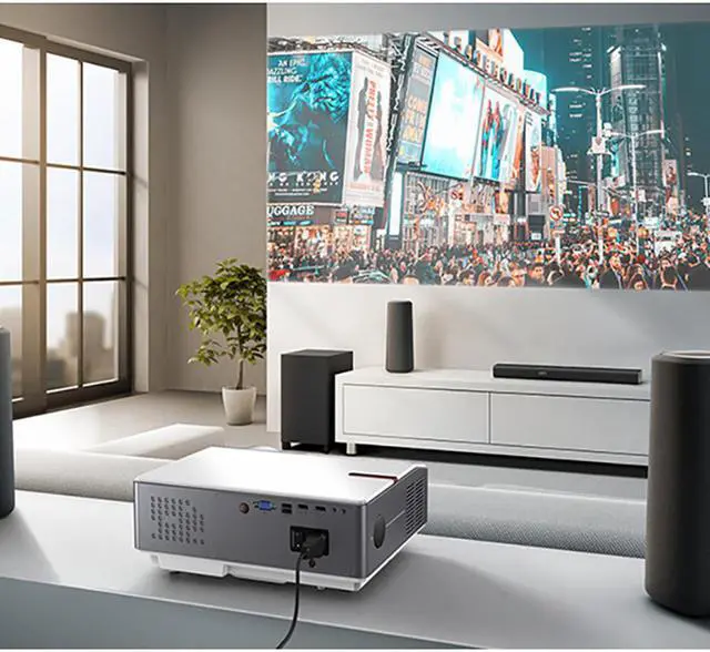 Alt view image 2 of 7 - FLZEN 6000 Lumens 1080 Native Projector, 1920x 1080 Native Resolution 4K Supported, 300” Max Image Size, with HDMI USB VGA AV Inputs, Compatible with TV Sticks PC Xbox Playstation USB Drive
