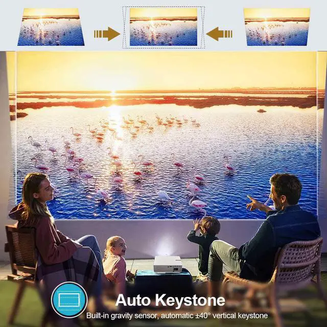 Alt view image 6 of 7 - 6000 Lumens 1080 Native Projector, Full HD Android Projector with WiFi Bluetooth, 300” Max Image Size, with HDMI USB VGA AV Inputs, Compatible with Smartphone TV Sticks PC Xbox Playstation USB Drive
