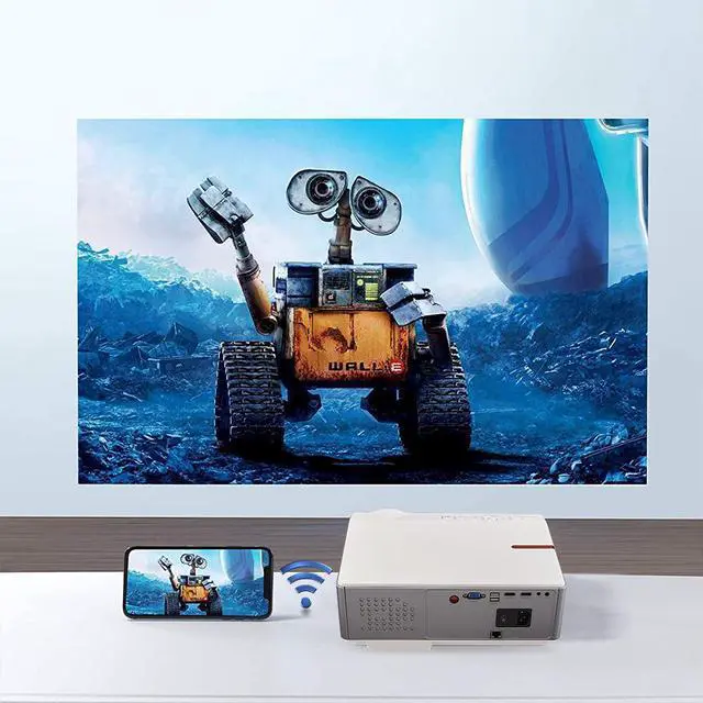 Alt view image 4 of 7 - 6000 Lumens 1080 Native Projector, Full HD Android Projector with WiFi Bluetooth, 300” Max Image Size, with HDMI USB VGA AV Inputs, Compatible with Smartphone TV Sticks PC Xbox Playstation USB Drive