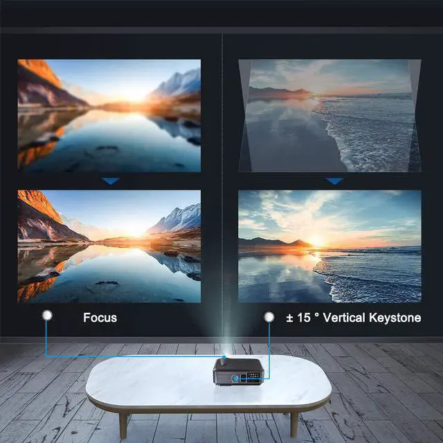 Alt view image 5 of 7 - 1080P Home Projector Projector , 5000 Lumens LED Video Projector, 300" and 4K Supported, Compatible with Phone ,Tablet, TV Stick , Dual Speakers, HDMI, USB, VGA